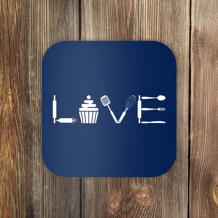 'Love' Baking Cupcake Gift For Bakers And Pastry Chefs Coaster