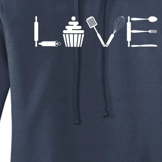 'Love' Baking Cupcake Gift For Bakers And Pastry Chefs Women's Pullover Hoodie