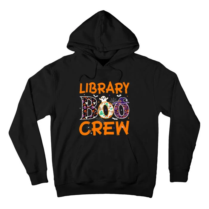 Library Boo Crew Book Lovers Funny Halloween Library Ghost Tall Hoodie