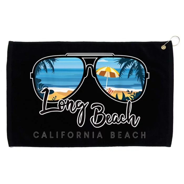 Long Beach California Palm Tree Sunglasses Souvenir Grommeted Golf Towel