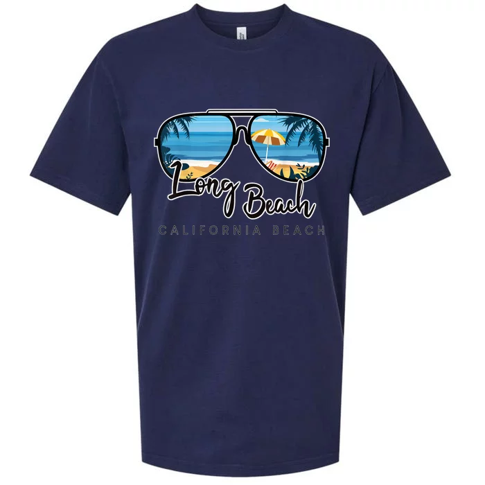 Long Beach California Palm Tree Sunglasses Souvenir Sueded Cloud Jersey T-Shirt