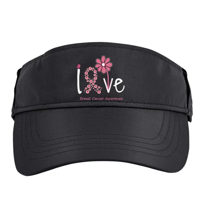 Love Breast Cancer Pink Ribbon Floral And Adult Drive Performance Visor