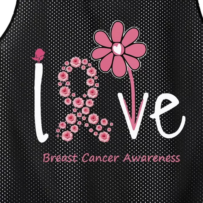 Love Breast Cancer Pink Ribbon Floral And Mesh Reversible Basketball Jersey Tank