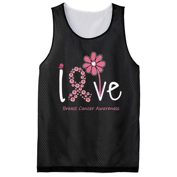 Love Breast Cancer Pink Ribbon Floral And Mesh Reversible Basketball Jersey Tank