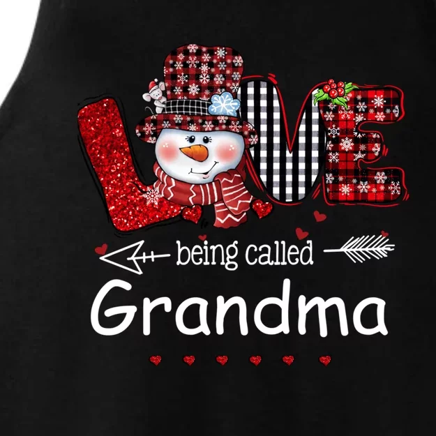 Love being called Grandma Snowman Christmas Red Plaid Xmas Ladies Tri-Blend Wicking Tank