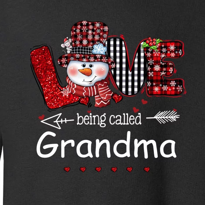 Love being called Grandma Snowman Christmas Red Plaid Xmas Toddler Sweatshirt