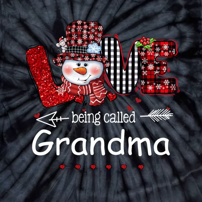 Love being called Grandma Snowman Christmas Red Plaid Xmas Tie-Dye T-Shirt