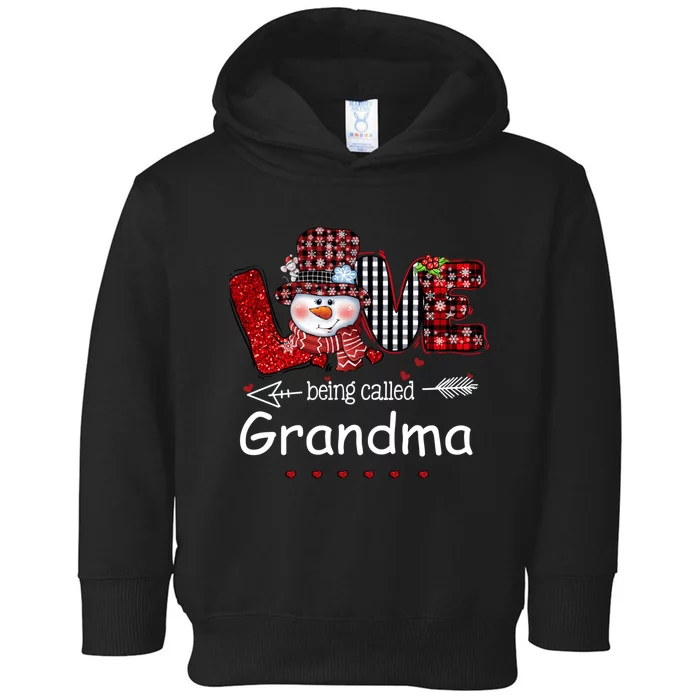 Love being called Grandma Snowman Christmas Red Plaid Xmas Toddler Hoodie