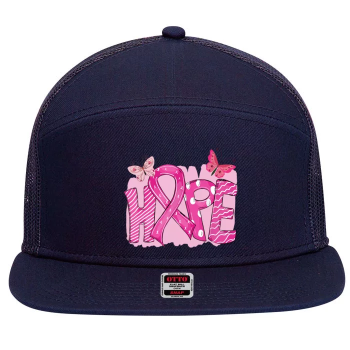 Leopard Breast Cancer Awareness Hope Pink Ribbon Sunflower Gift 7 Panel Mesh Trucker Snapback Hat