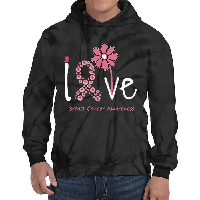 Love Breast Cancer P.I.N.K Ribbon Floral Tie Dye Hoodie