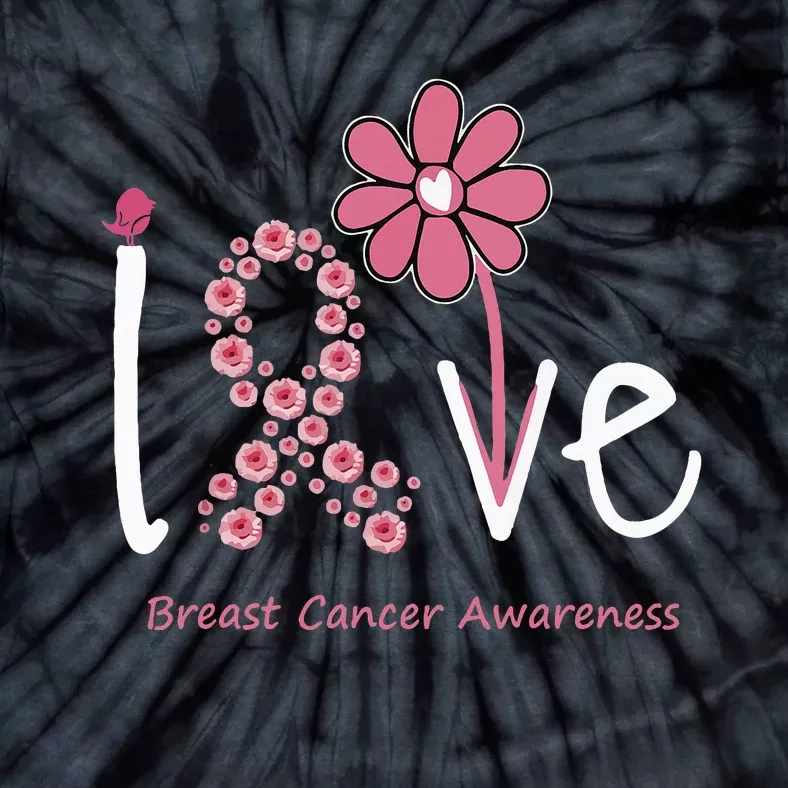 Love Breast Cancer P.I.N.K Ribbon Floral Tie-Dye T-Shirt