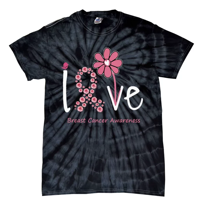 Love Breast Cancer P.I.N.K Ribbon Floral Tie-Dye T-Shirt