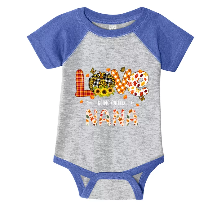 Love Being Called Nana Leopard Plaid Pumpkin Thanksgiving Cool Gift Infant Baby Jersey Bodysuit