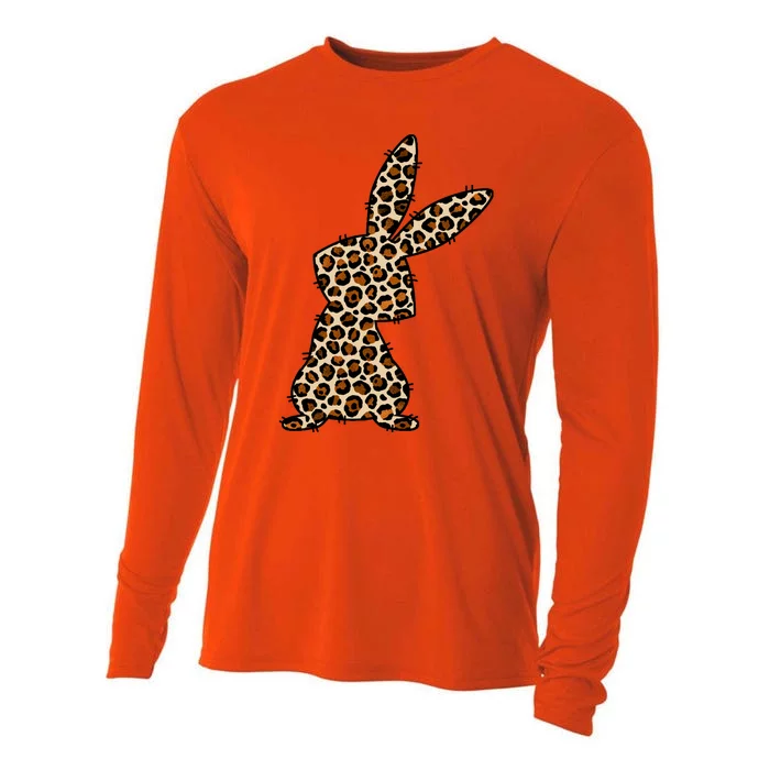 Leopard Bunny Cute Gift Cooling Performance Long Sleeve Crew