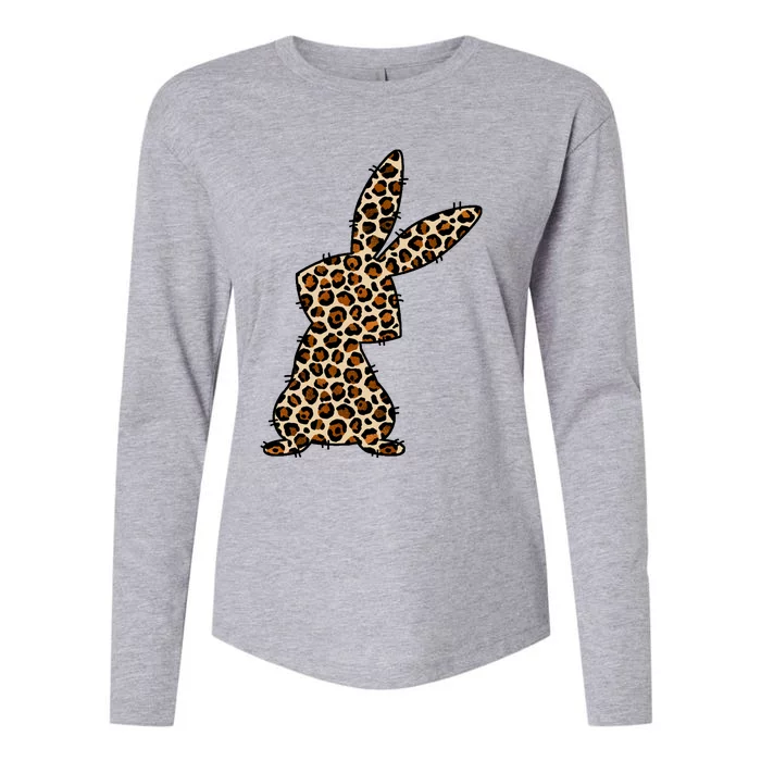 Leopard Bunny Cute Gift Womens Cotton Relaxed Long Sleeve T-Shirt