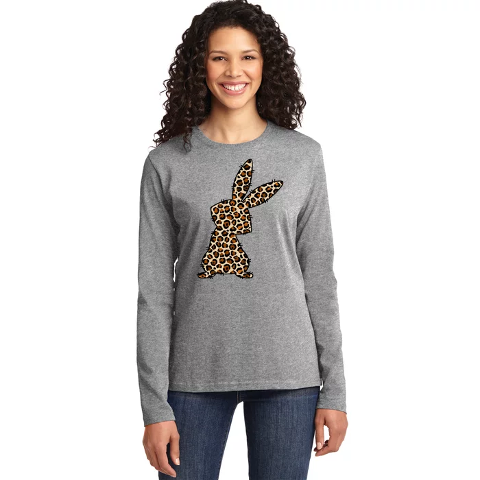 Leopard Bunny Cute Gift Ladies Long Sleeve Shirt