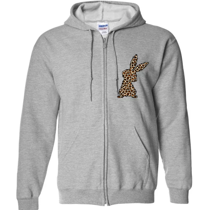 Leopard Bunny Cute Gift Full Zip Hoodie