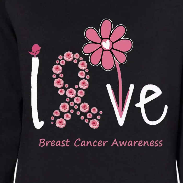 Love Breast Cancer Pink Ribbon Floral Womens California Wash Sweatshirt