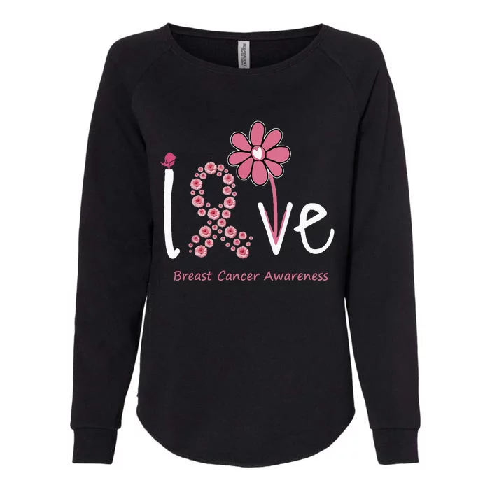 Love Breast Cancer Pink Ribbon Floral Womens California Wash Sweatshirt