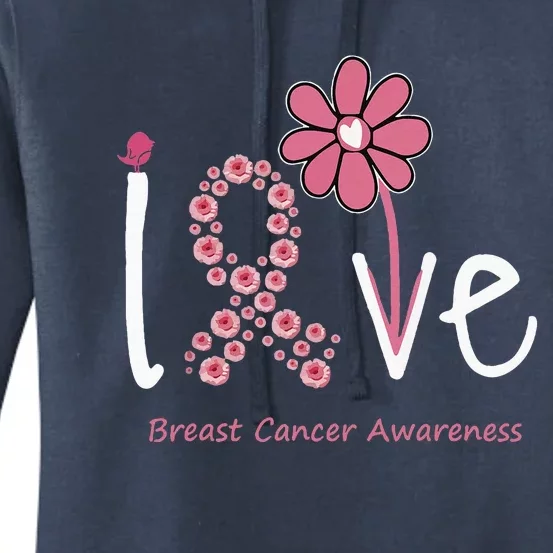 Love Breast Cancer Pink Ribbon Floral Women's Pullover Hoodie