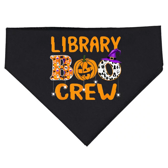 library boo crew school librarian halloween library book USA-Made Doggie Bandana