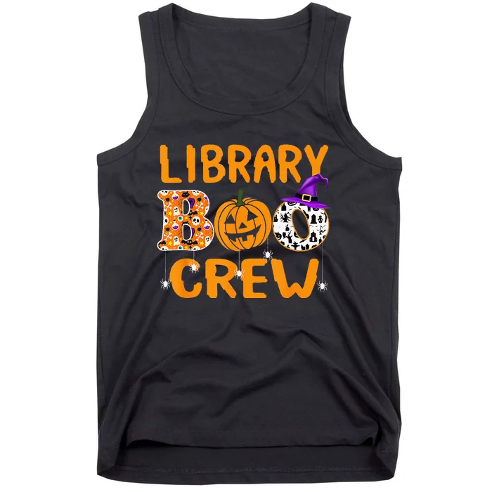 library boo crew school librarian halloween library book Tank Top