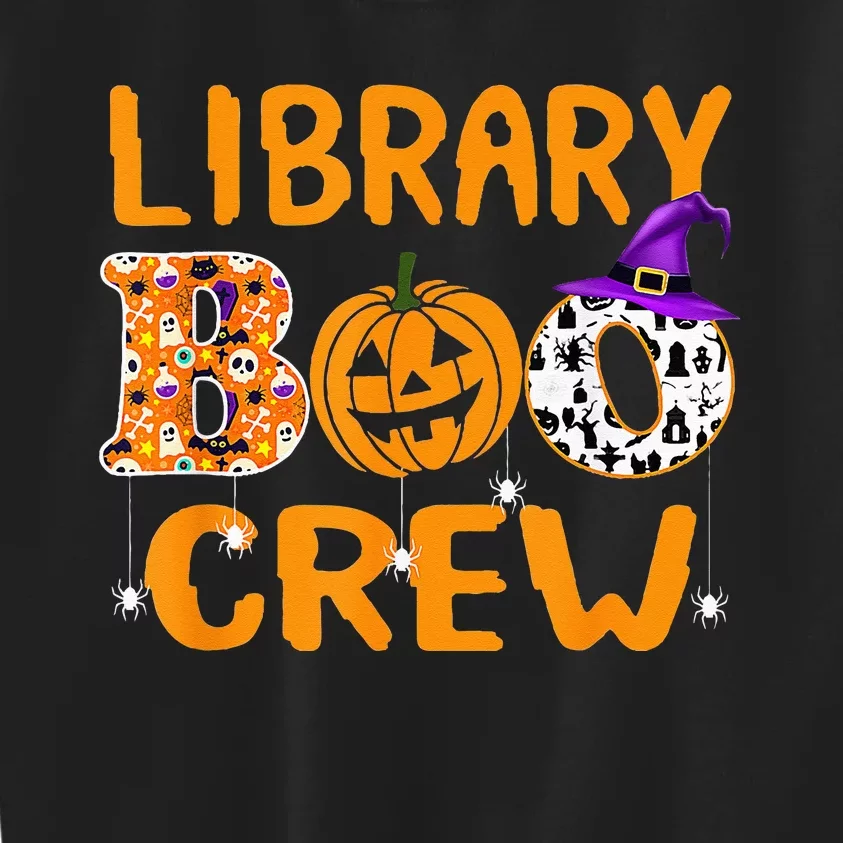 library boo crew school librarian halloween library book Kids Sweatshirt