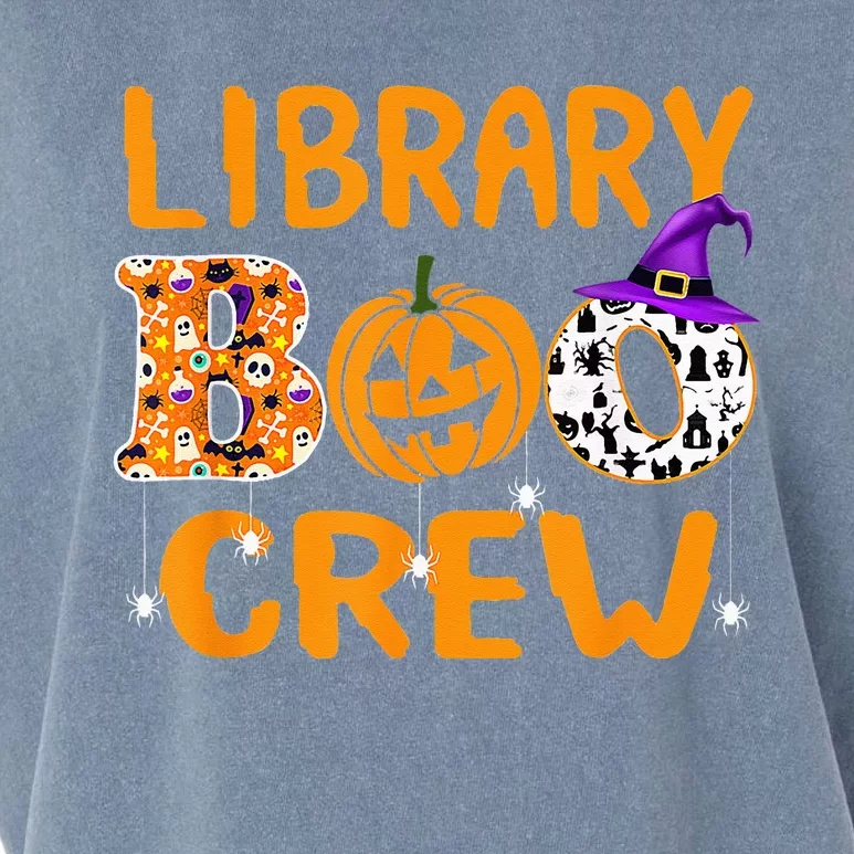 library boo crew school librarian halloween library book Garment-Dyed Women's Muscle Tee