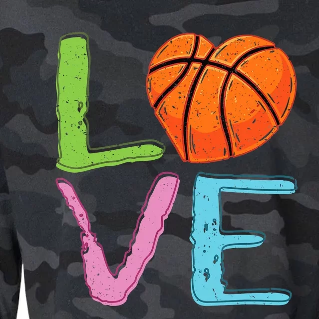 Love Basketball Cute Wo Girl Basketball Lover Cropped Pullover Crew