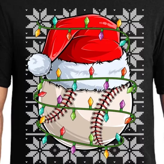 Lighting Baseball Christmas Ugly Sweater Santa Baseball Xmas Meaningful Gift Pajama Set