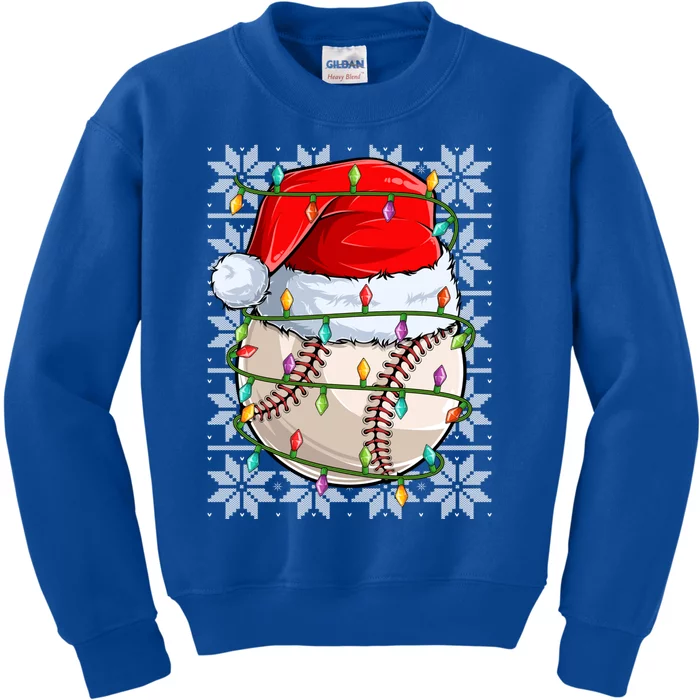 Lighting Baseball Christmas Ugly Sweater Santa Baseball Xmas Meaningful Gift Kids Sweatshirt