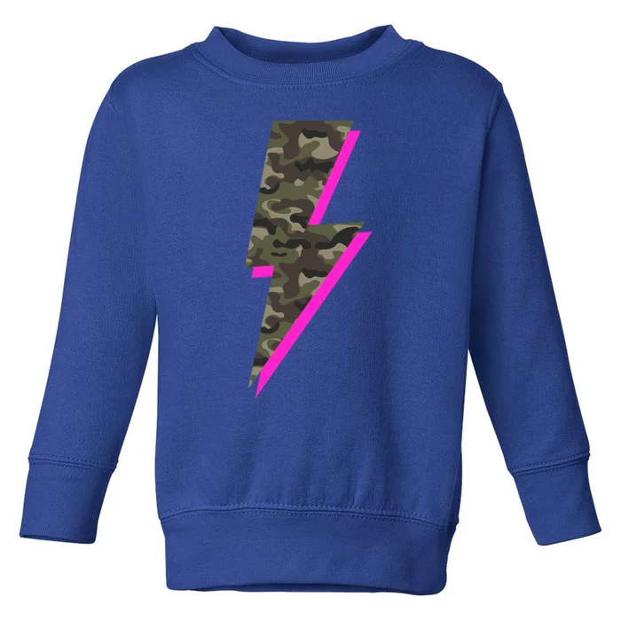 Lightning Bolt Camo Hot Pink Camouflage Graphic Print Gift Toddler Sweatshirt