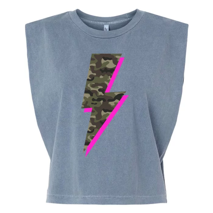 Lightning Bolt Camo Hot Pink Camouflage Graphic Print Gift Garment-Dyed Women's Muscle Tee