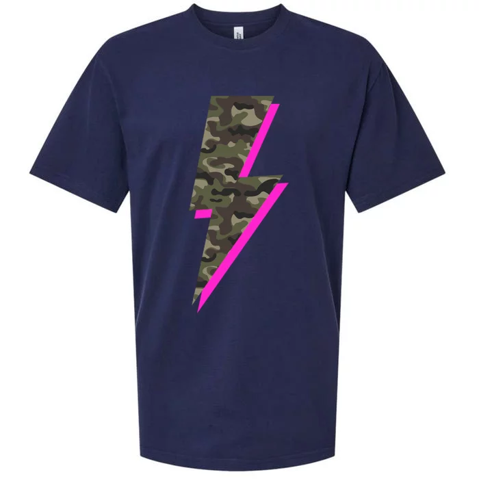 Lightning Bolt Camo Hot Pink Camouflage Graphic Print Gift Sueded Cloud Jersey T-Shirt