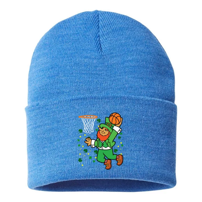 Leprechaun Basketball Dunk Saint Patrick's Day Gift Sustainable Knit Beanie