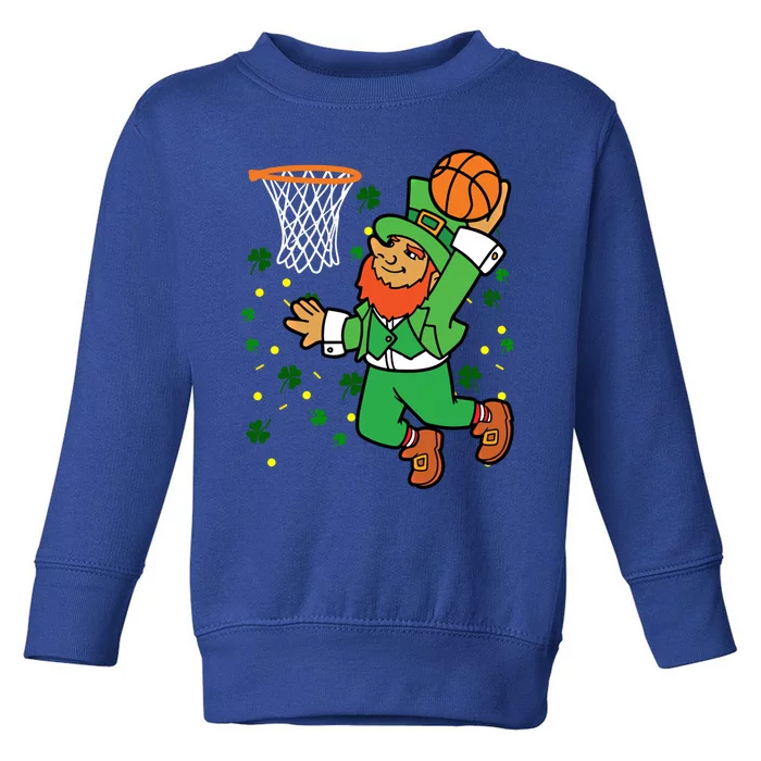 Leprechaun Basketball Dunk Saint Patrick's Day Gift Toddler Sweatshirt