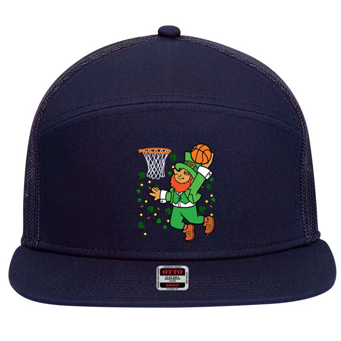 Leprechaun Basketball Dunk Saint Patrick's Day Gift 7 Panel Mesh Trucker Snapback Hat