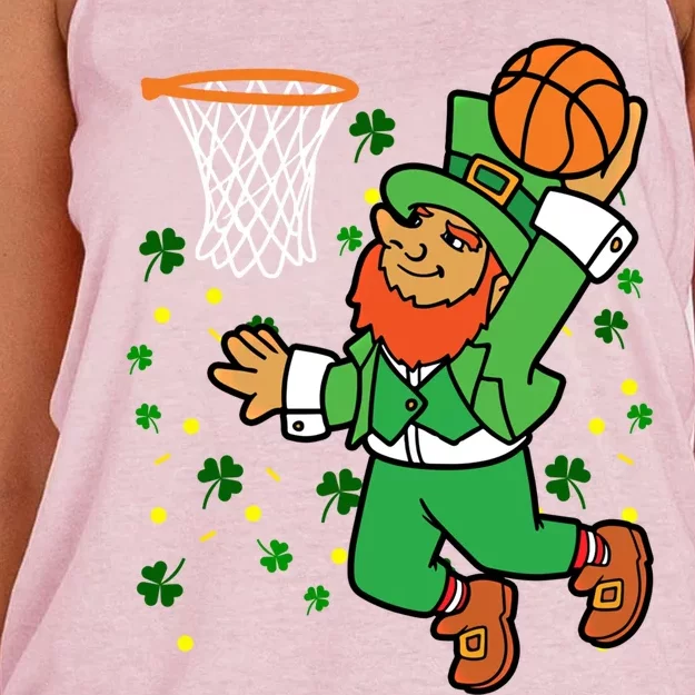 Leprechaun Basketball Dunk Saint Patrick's Day Gift Women's Knotted Racerback Tank