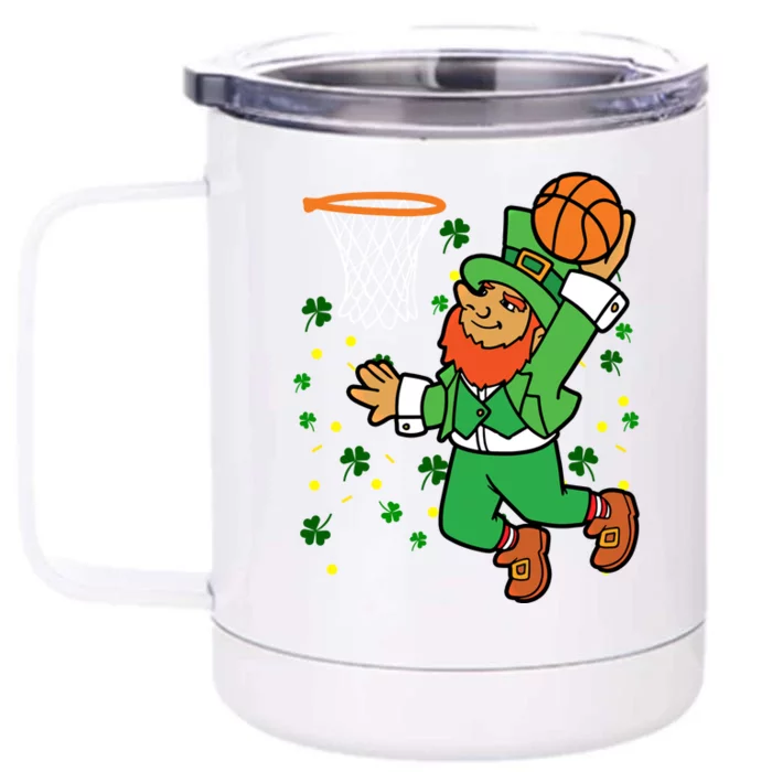 Leprechaun Basketball Dunk Saint Patrick's Day Gift Front & Back 12oz Stainless Steel Tumbler Cup