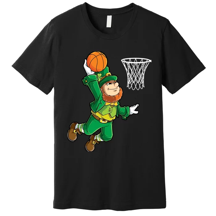 Leprechaun Basketball Dunk St Patricks Day Boy Sports Premium T-Shirt