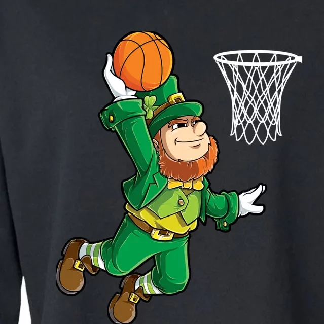 Leprechaun Basketball Dunk St Patricks Day Boy Sports Cropped Pullover Crew