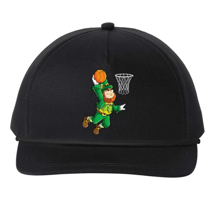 Leprechaun Basketball Dunk St Patricks Day Sports Snapback Five-Panel Rope Hat