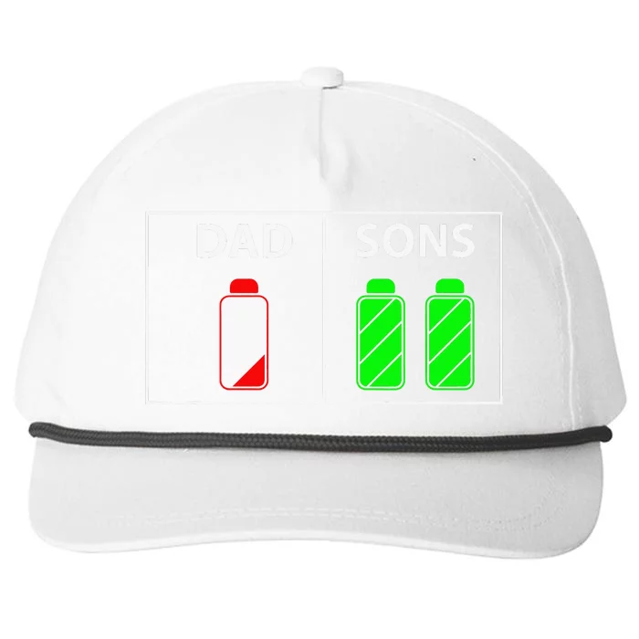 Low Battery Dad of Two Sons or Twin Father's Day Gift Snapback Five-Panel Rope Hat