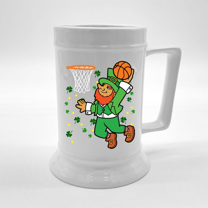 Leprechaun Basketball Dunk Saint Patrick's Day Gift Front & Back Beer Stein