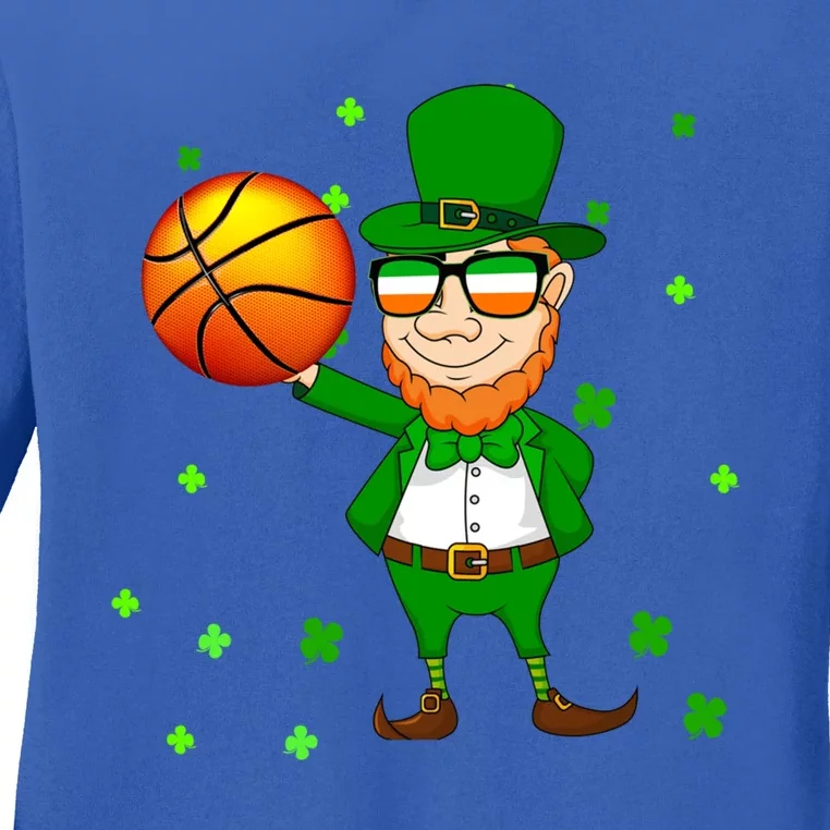 Leprechaun Basketball Dunk St Patricks Day Sports Meaningful Gift Ladies Long Sleeve Shirt