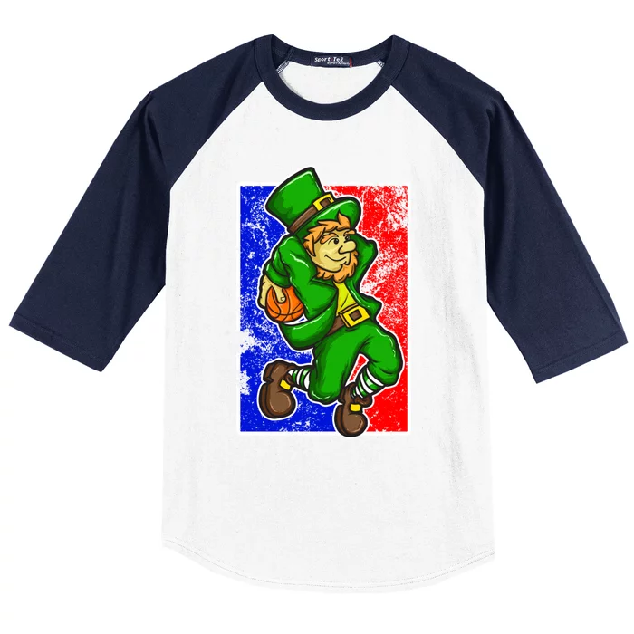 Leprechaun Basketball Dunk St Patricks Day Sports Gift Baseball Sleeve Shirt