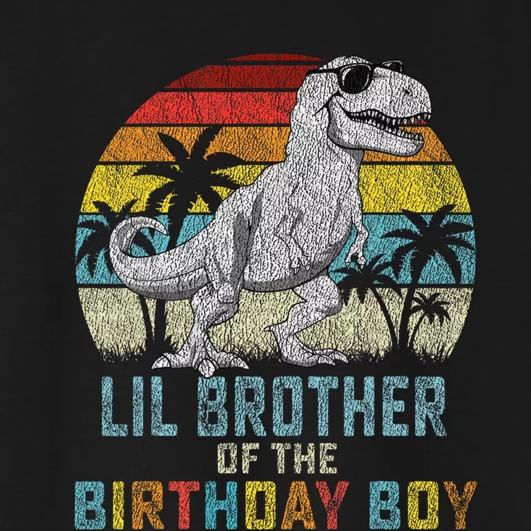 Lil Brother Dinosaur Of The Birthday Matching Family Women's Crop Top Tee