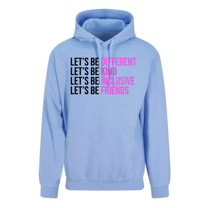 Let's Be Different Kind Inclusive Friends Unisex Surf Hoodie