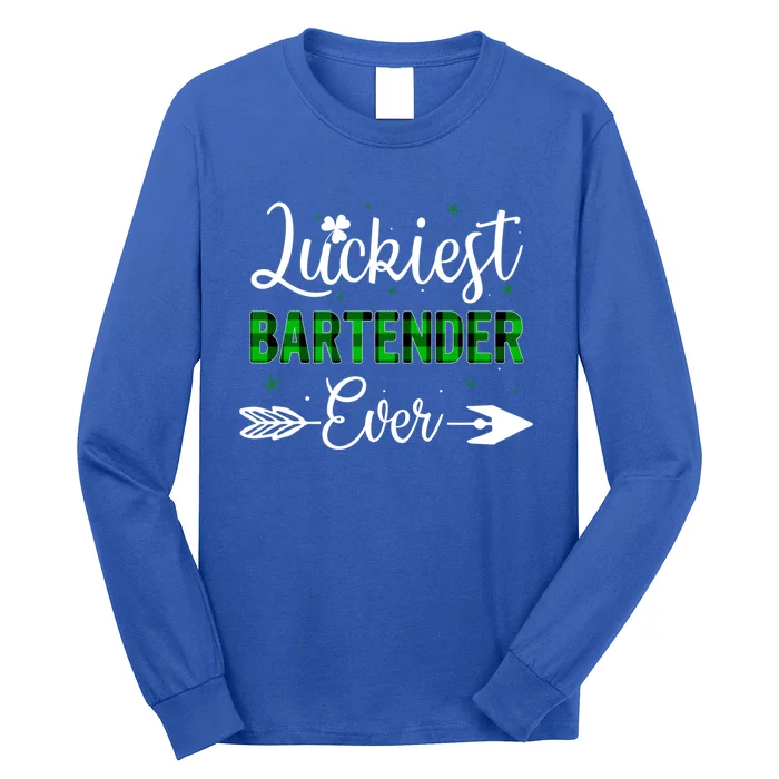 Luckiest Bartender Ever Patricks Day Best Gift For Bartender Funny Gift Long Sleeve Shirt