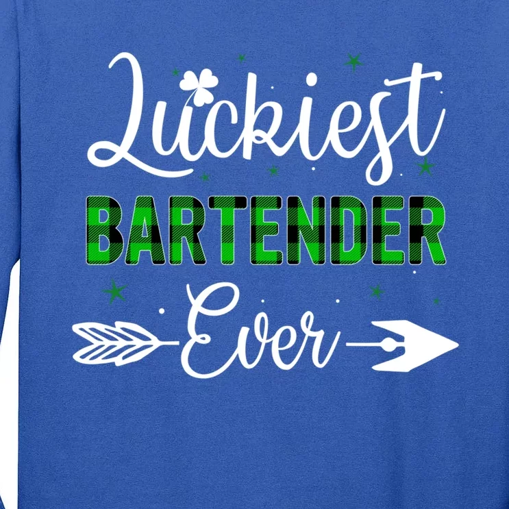 Luckiest Bartender Ever Patricks Day Best Gift For Bartender Funny Gift Tall Long Sleeve T-Shirt